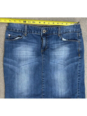 Tommy Hilfiger Skirt Womens 10 Blue Denim Cotton Blend Zip Closure Five Pockets